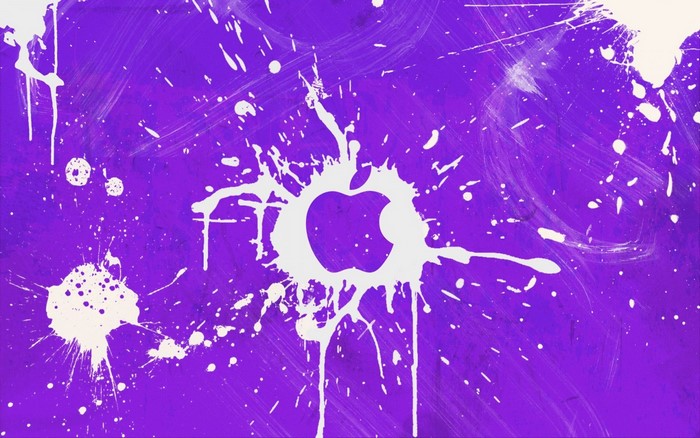 Apple logo with purple paint splatter