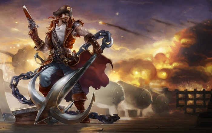 Gangplank from League of Legends with anchor and pistol