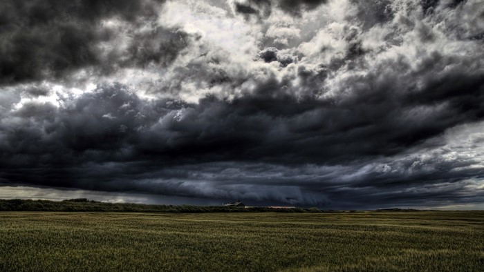 Stormy sky over a field