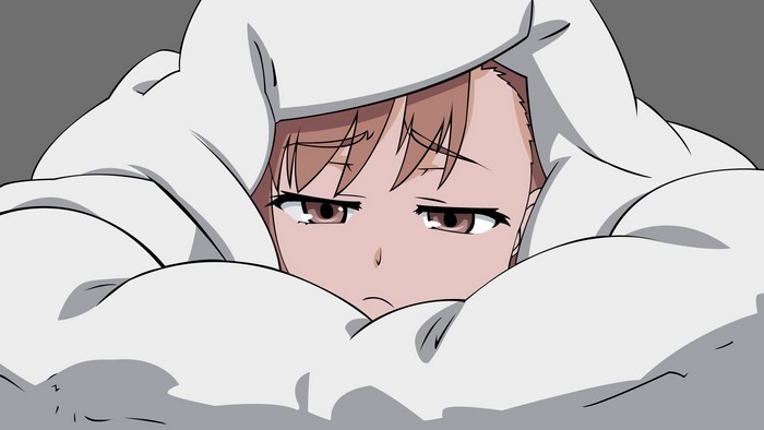 Misaka Mikoto from To Aru Kagaku no Railgun wrapped in a blanket