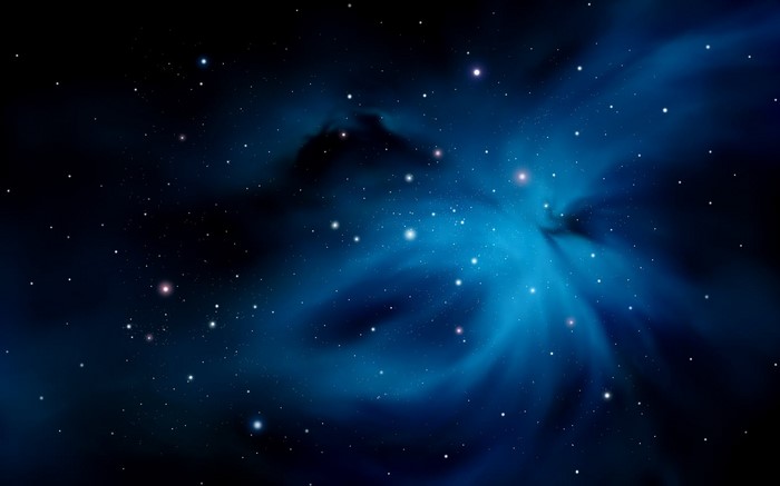 Illustration of a blue nebula with stars