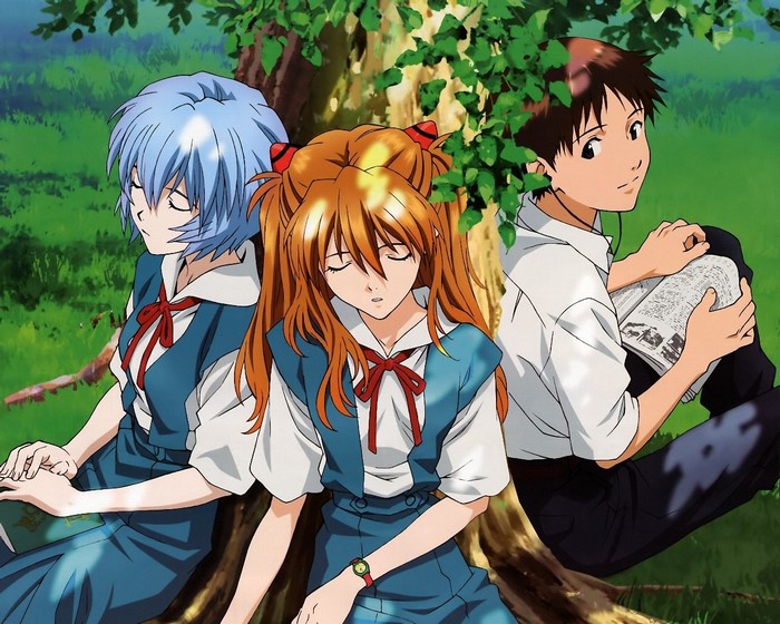 Neon Genesis Evangelion Trio Relaxing by Tree