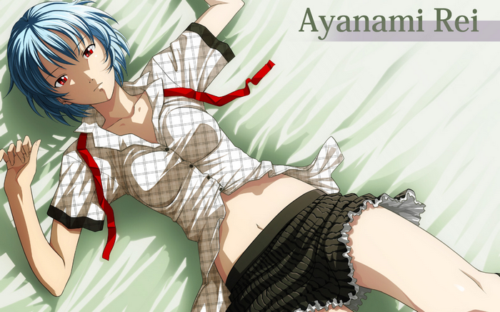 Ayanami Rei from Neon Genesis Evangelion lying down