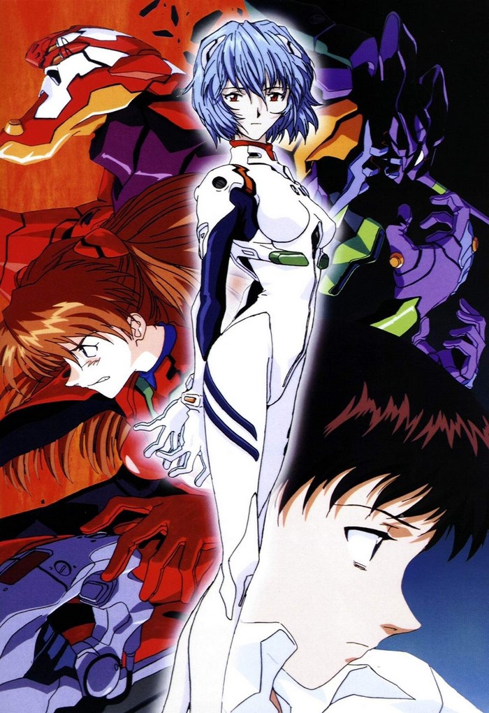 Neon Genesis Evangelion: Rei, Asuka, Shinji, and Evas