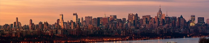New York City skyline at sunset panorama