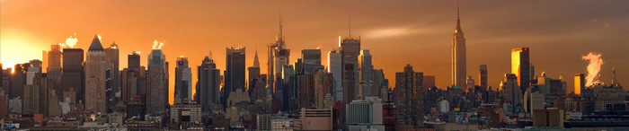 New York City skyline at sunset
