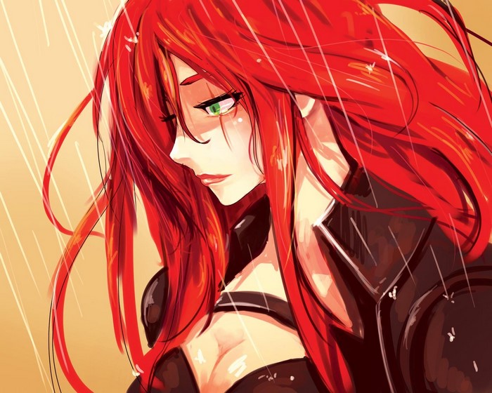 Katarina from League of Legends in the rain