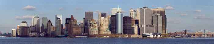 New York City skyline panorama with bridges