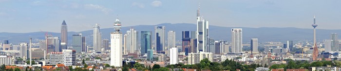 Frankfurt skyline with skyscrapers and a TV tower