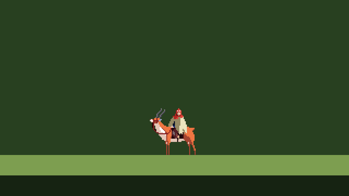 Ashitaka riding a deer from Princess Mononoke