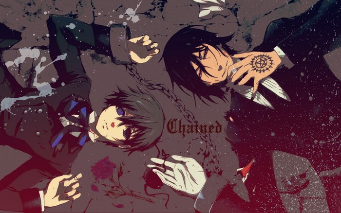 Chained Ciel Phantomhive and Sebastian Michaelis from Black Butler