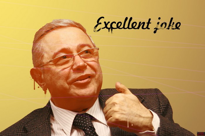 Yevgeny Petrosian giving a thumbs up with text