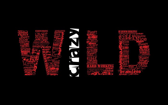 Typography art spelling CRAZY WILD