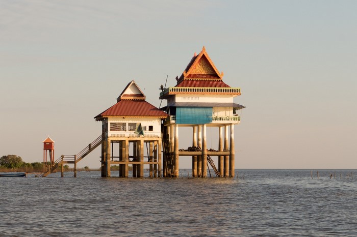 Stilt houses on the water in Cambodia