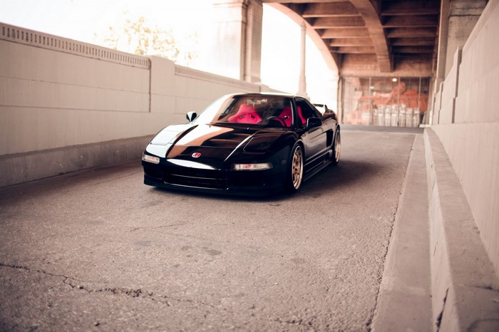Black Honda NSX with red interior