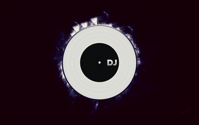 DJ vinyl record with abstract light effects