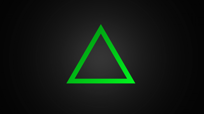 Green triangle on a dark background
