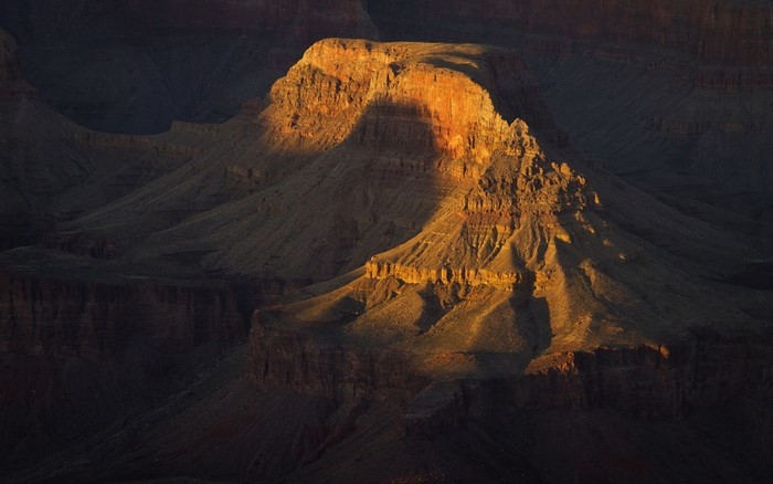 Grand Canyon at sunset with dramatic lighting