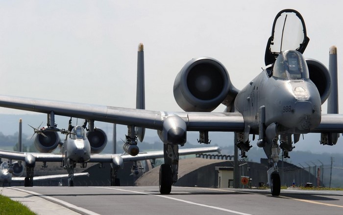 Fairchild Republic A-10 Thunderbolt II aircraft on tarmac