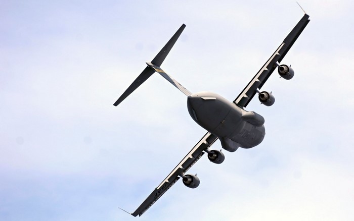 C-17 Globemaster III military transport aircraft in flight