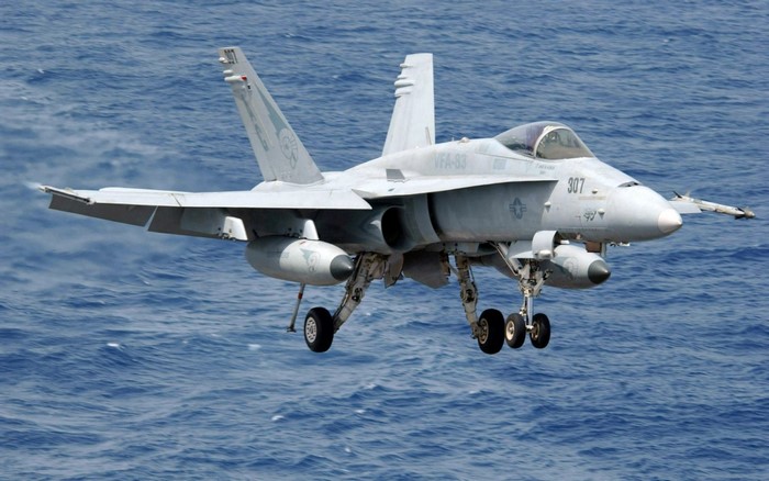 Boeing FA-18E/F Super Hornet landing on water