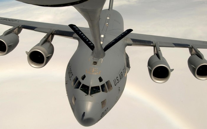 US Air Force refueling aircraft in flight