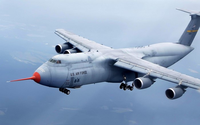 Lockheed C-5 Galaxy military transport aircraft in flight