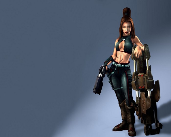 Female character with large weapon from Unreal 2