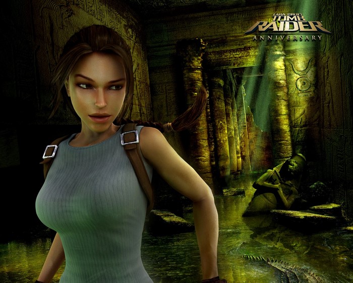 Lara Croft from Tomb Raider Anniversary in ancient ruins