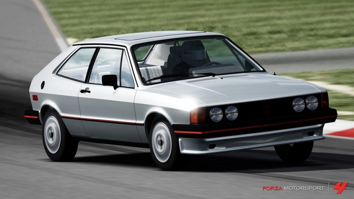 Silver Volkswagen Scirocco on a race track