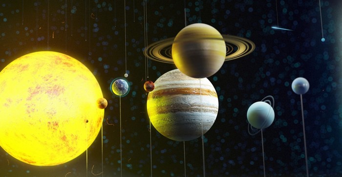 Solar system model with planets and sun