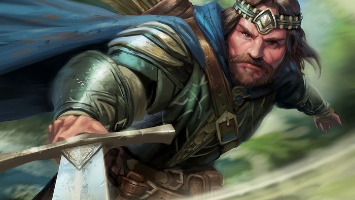 Fantasy warrior with sword and crown
