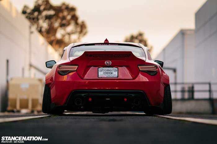 Red Scion FR-S with widebody kit