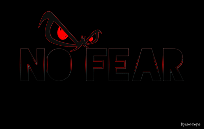 No Fear logo with red eyes