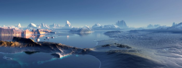 Arctic landscape with mountains and water