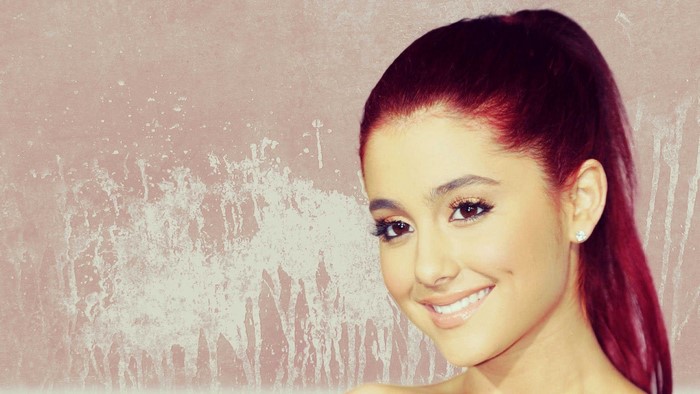 Ariana Grande portrait with pink background