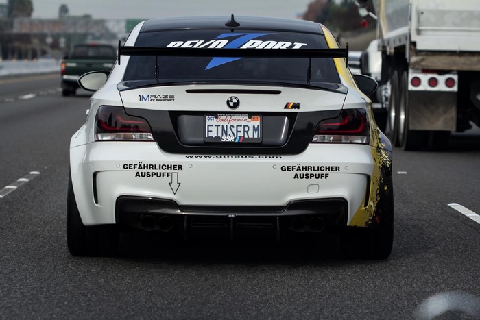BMW M with custom decals and spoiler