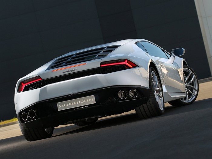 White Lamborghini Huracan rear view