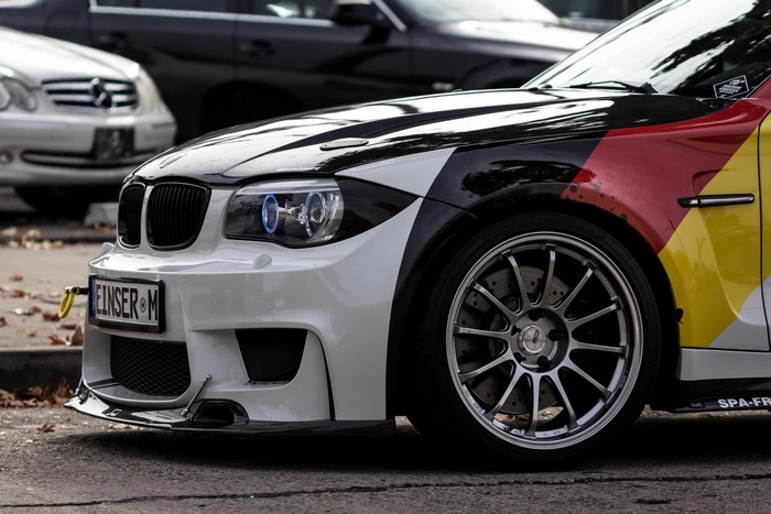 BMW 1 Series E87 with German flag livery and custom wheels