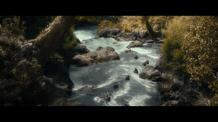Dwarves in barrels on a river from The Hobbit