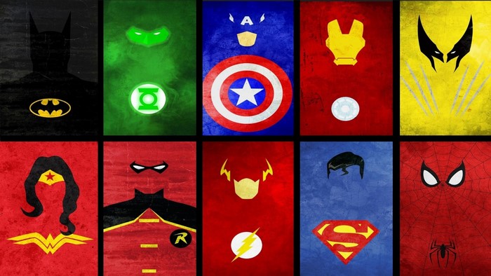 Collage of DC and Marvel Superheroes Minimalist Art