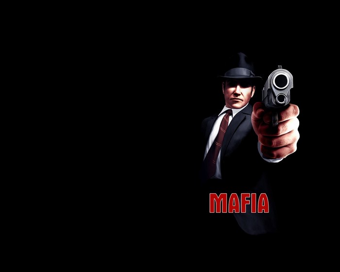 Mafia video game screenshot with a man holding a gun