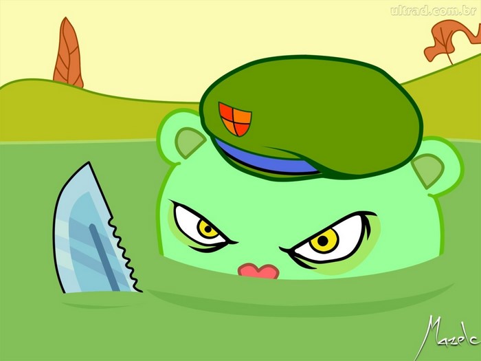 Flippy from Happy Tree Friends with a knife