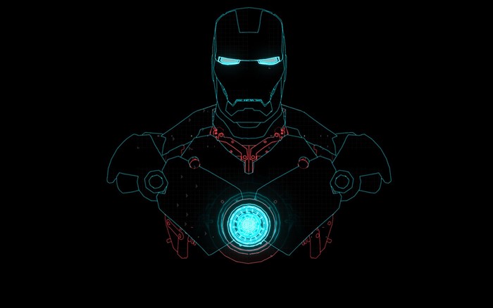 Iron Man suit schematic hologram