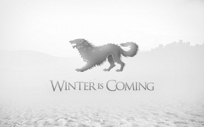 House Stark direwolf logo and "Winter Is Coming" from Game of Thrones