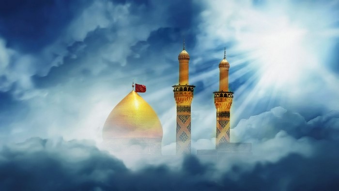 Golden Dome and Minarets in Clouds with Sunlight