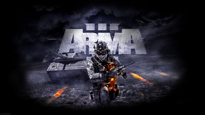 Arma 3 soldier and tank in dark landscape