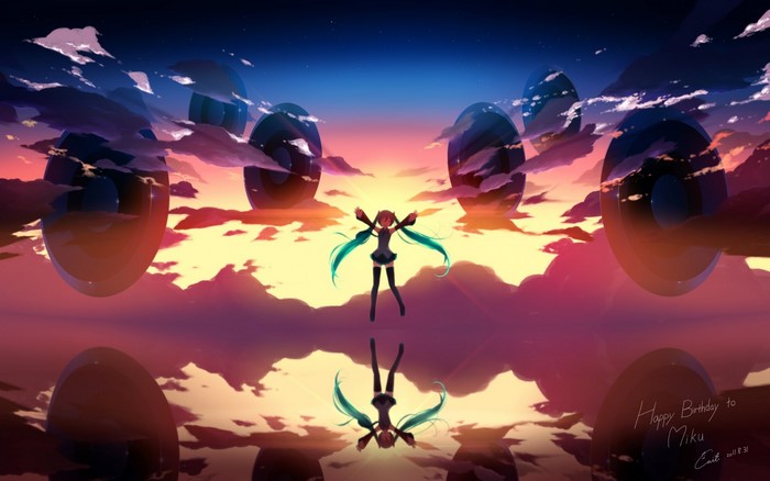 Hatsune Miku Reflective Sunset with Speakers