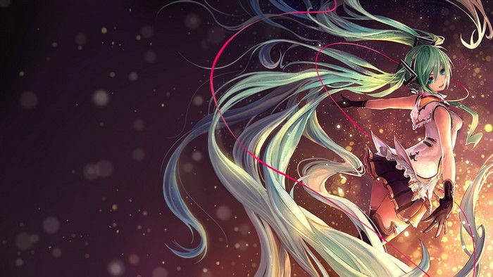 Hatsune Miku from Vocaloid with long green twintails