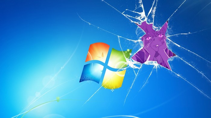 Broken Glass with Mirai Nikki Character and Windows Logo